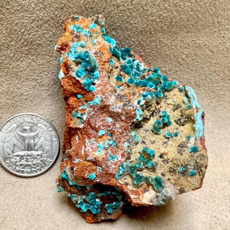 Rosasite with Gypsum (Mexico)