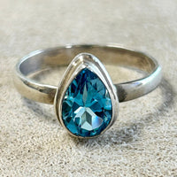 Topaz (Swiss Blue) Faceted Ring (size 8)