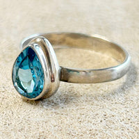 Topaz (Swiss Blue) Faceted Ring (size 8)