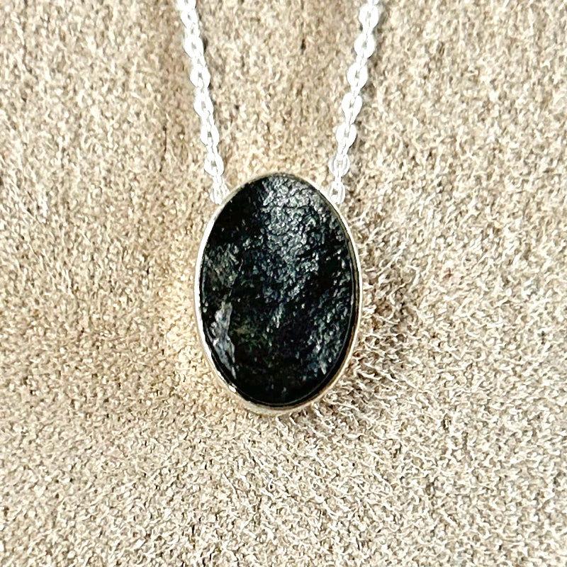 Shungite and Sterling Silver Slide Necklace