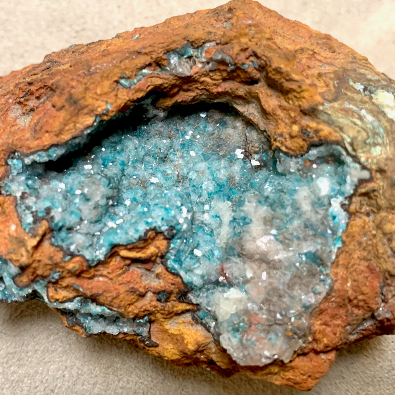 Hemimorphite over Rosaasite (Mexico)