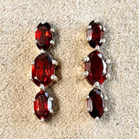 Garnet Three-Stone Post Earrings