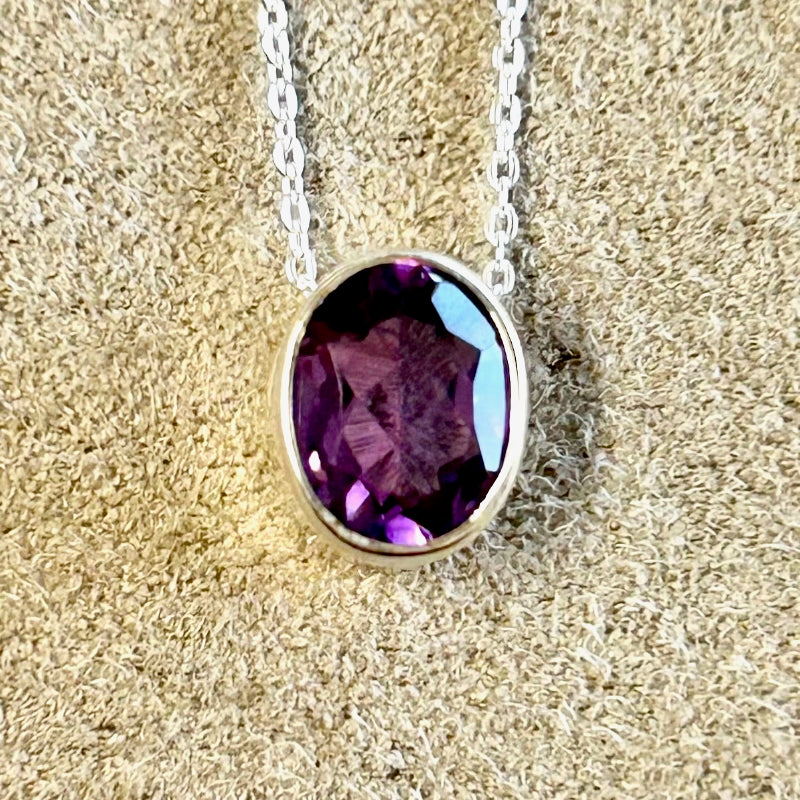 Amethyst in Sterling Silver Necklace