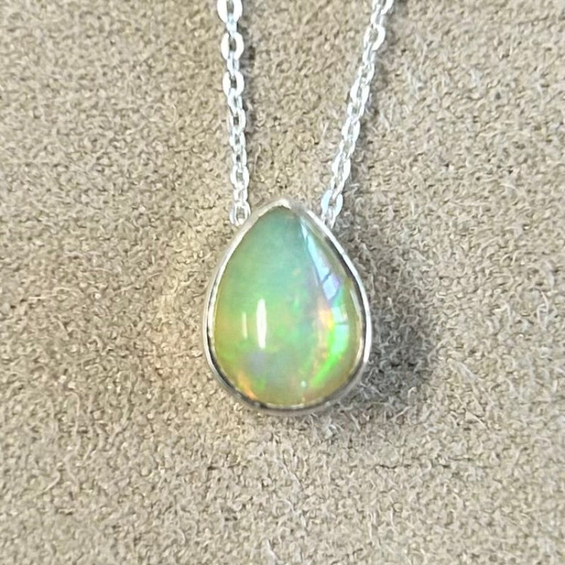 Ethiopian Opal Slide Necklace with Chain