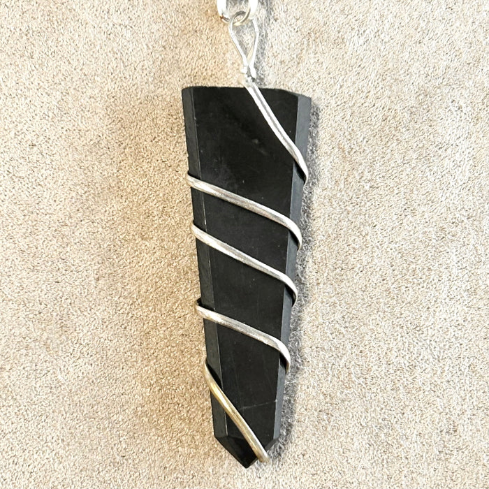 Shungite Wire-wrapped Pendant