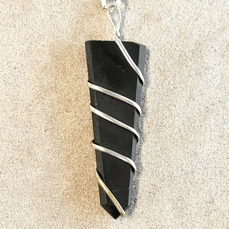 Shungite Wire-wrapped Pendant