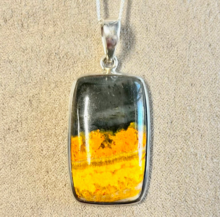 Bumble Bee Jasper Pendant on Chain