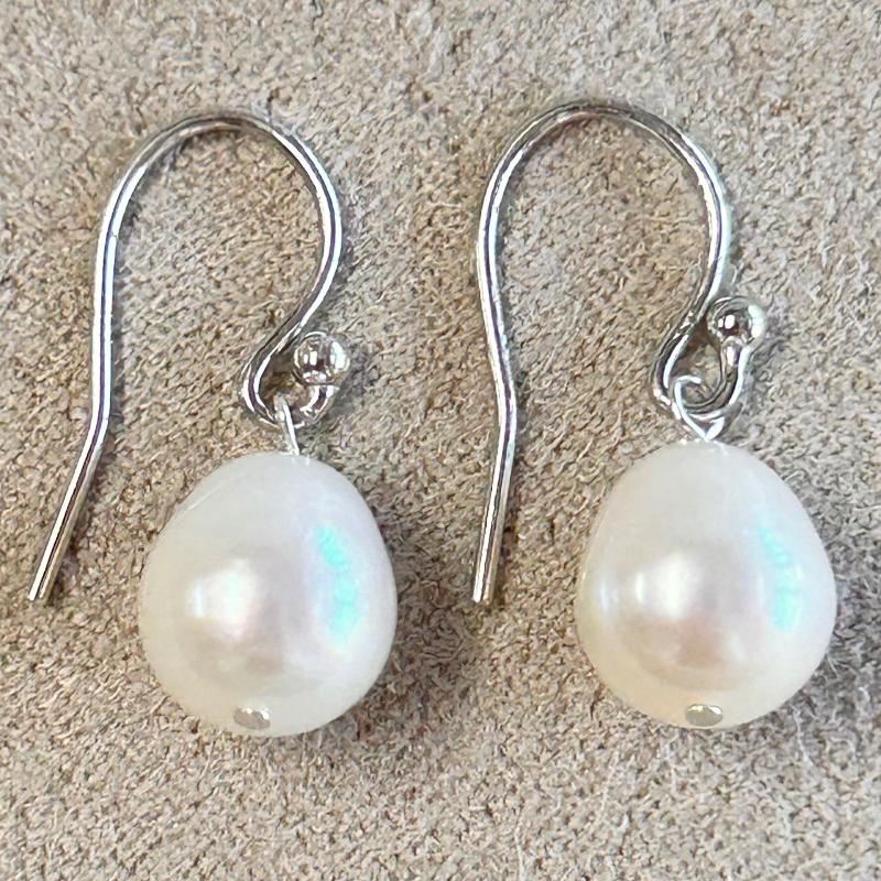 Pearl and Sterling Silver Dangle Earrings