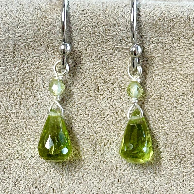 Peridot Briolette Drop Dangle Earrings