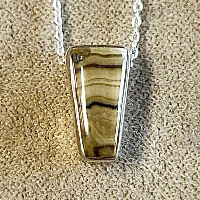 Schalenblende and Sterling Silver Slider Necklace