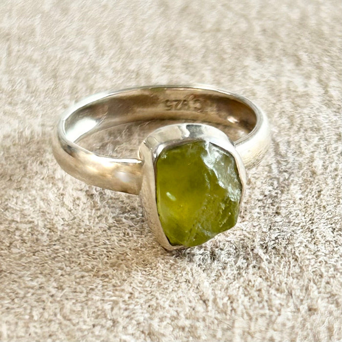 Peridot and Sterling Silver Ring (size 5)