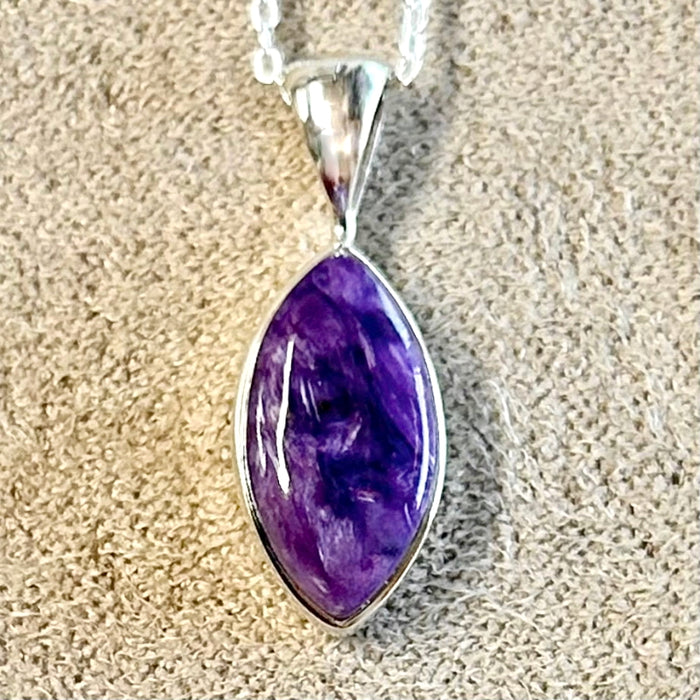 Charoite and Sterling Silver Pendant on Chain