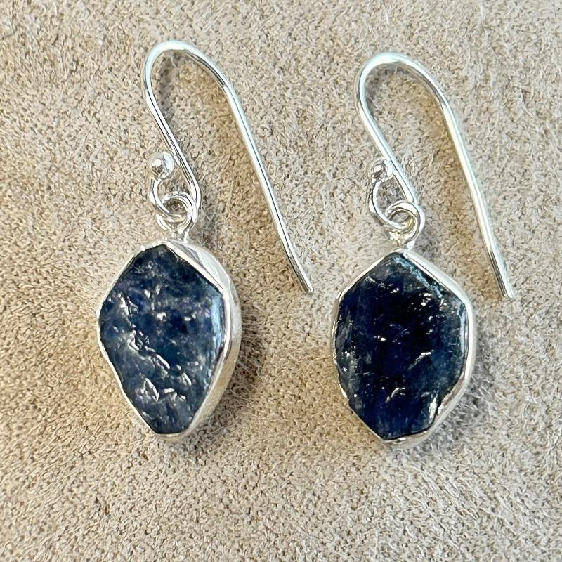 Sapphire and Sterling Silver Dangle Earrings