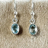 Aquamarine Bezel Set Dangle Earrings