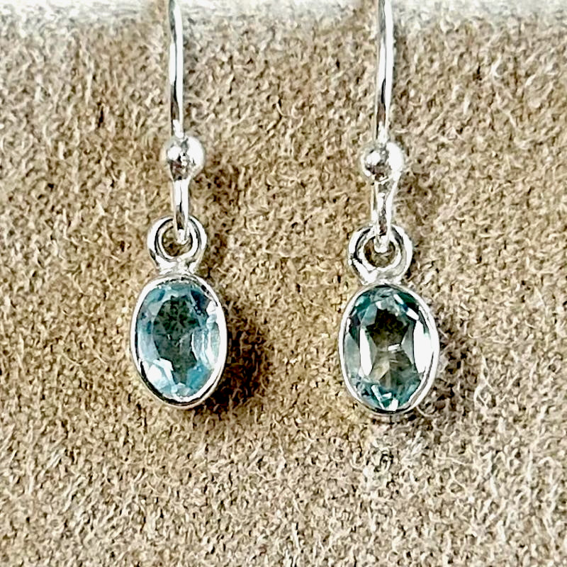 Aquamarine Bezel Set Dangle Earrings