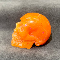 Orange Glitter Resin Skull