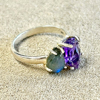 Amethyst and Labradorite Ring (Size 7)