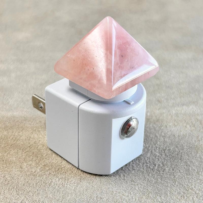 Night Light, Rose Quartz Polished Pyramid