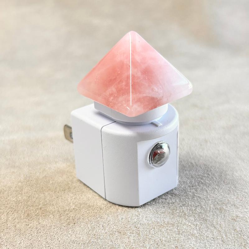 Night Light, Rose Quartz Polished Pyramid