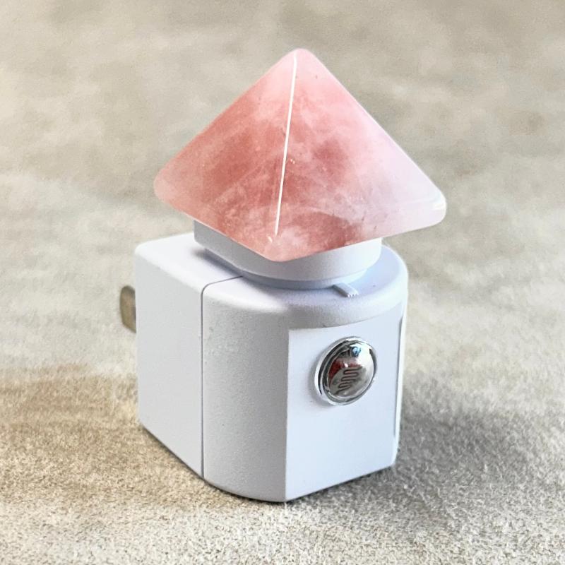 Night Light, Rose Quartz Polished Pyramid