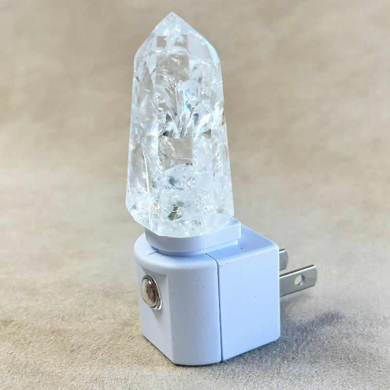 Night Light, "Fire and Ice" Quartz Crystal