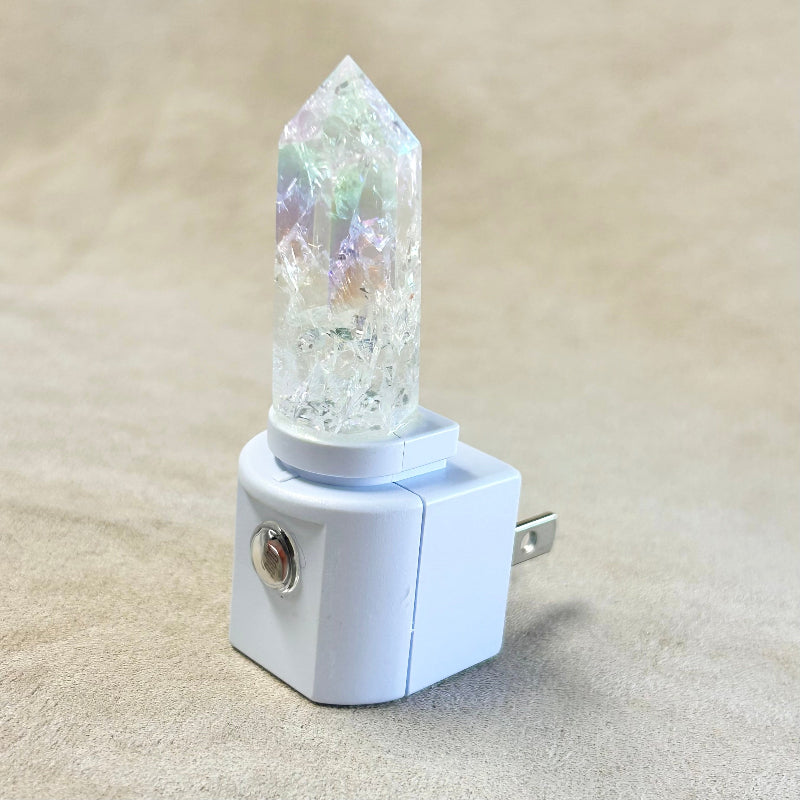 Night Light, Aura "Fire and Ice" Quartz Crystal