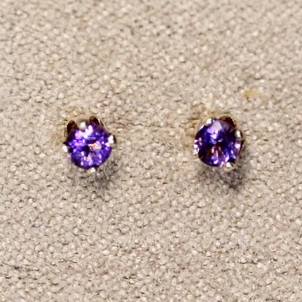 Amethyst Faceted Prong-set Post Earrings