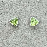 Peridot Triangular Faceted Bezel-set Post Earrings