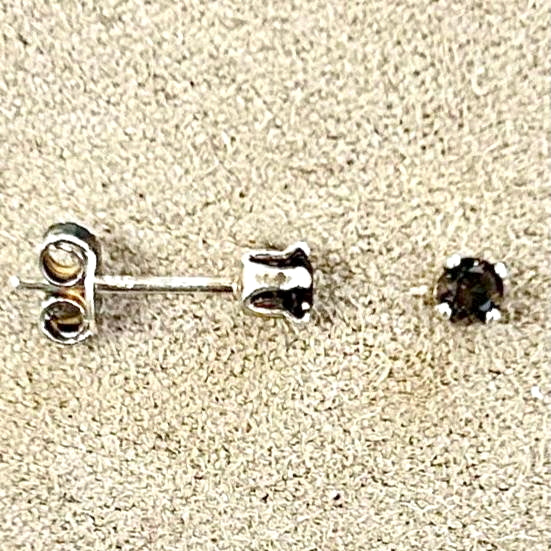 Smoky Quartz Round Faceted Post Earrings