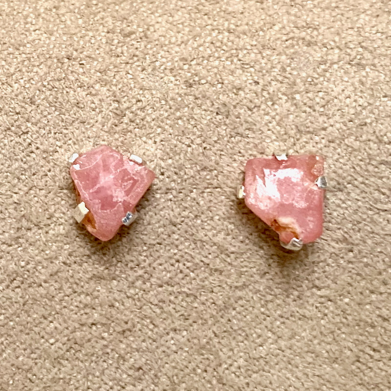 Rhodochrosite Rough Post Earrings