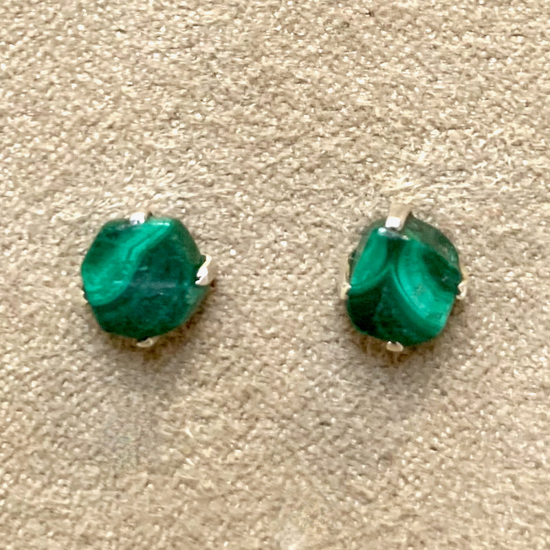 Malachite Rough Post Earrings