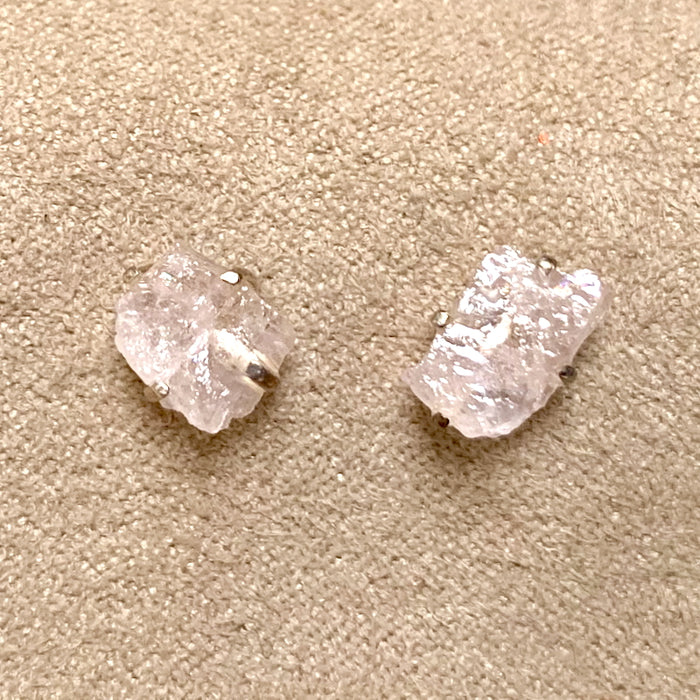 Morganite Rough Post Earrings