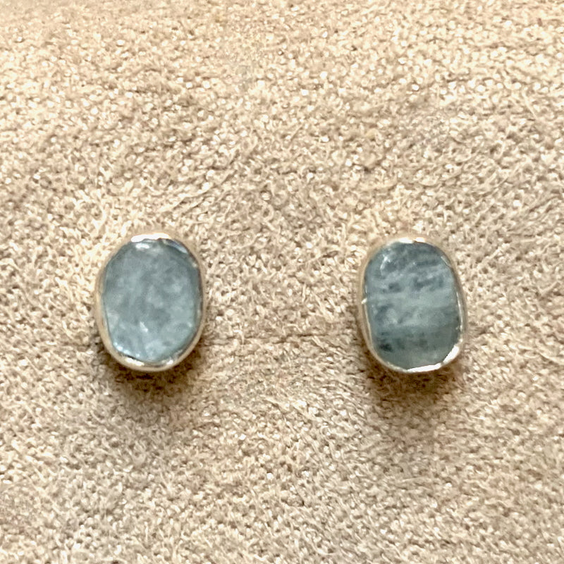 Aquamarine Bezel-Set Post Earrings