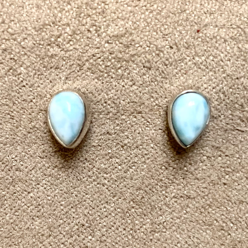 Larimar Tear Drop and Round Post Earrings