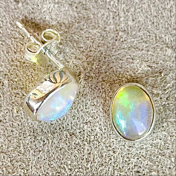 Ethiopian Opal Oval Post Earrings