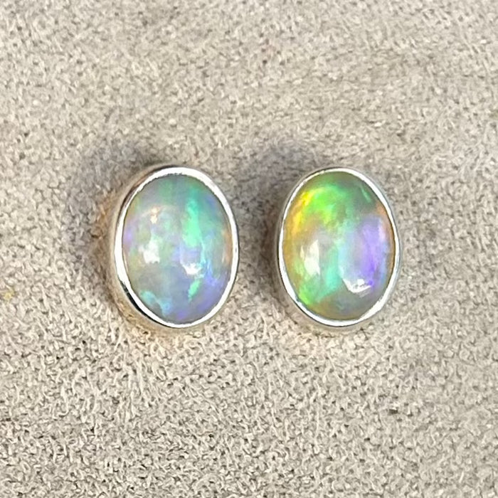 Ethiopian Opal Oval Post Earrings