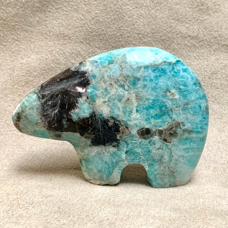 Amazonite Bear Fetish Carving