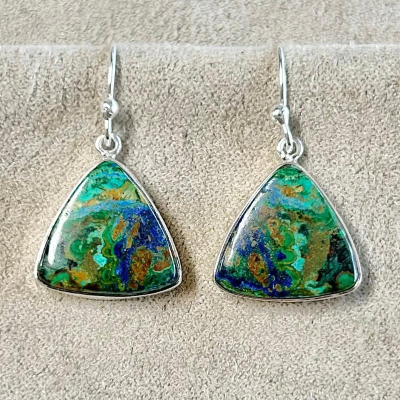 Malachite Azurite and Sterling Silver Dangle