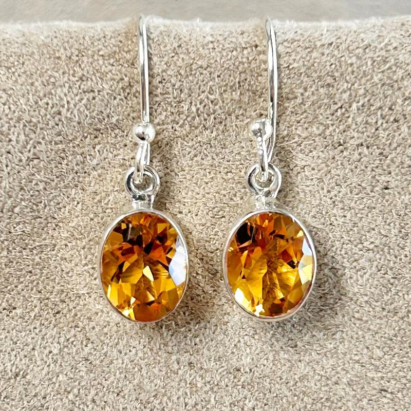 Citrine Faceted Dangle Earrings