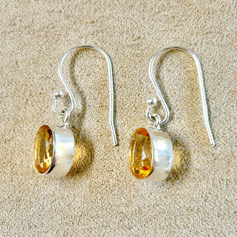 Citrine Faceted Dangle Earrings