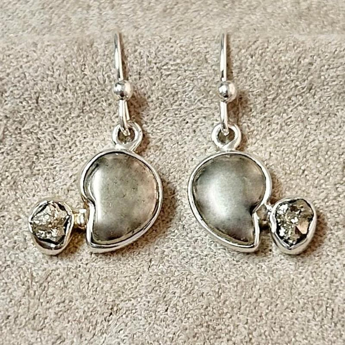 Pyrite Polished and Rough Dangle Earrings