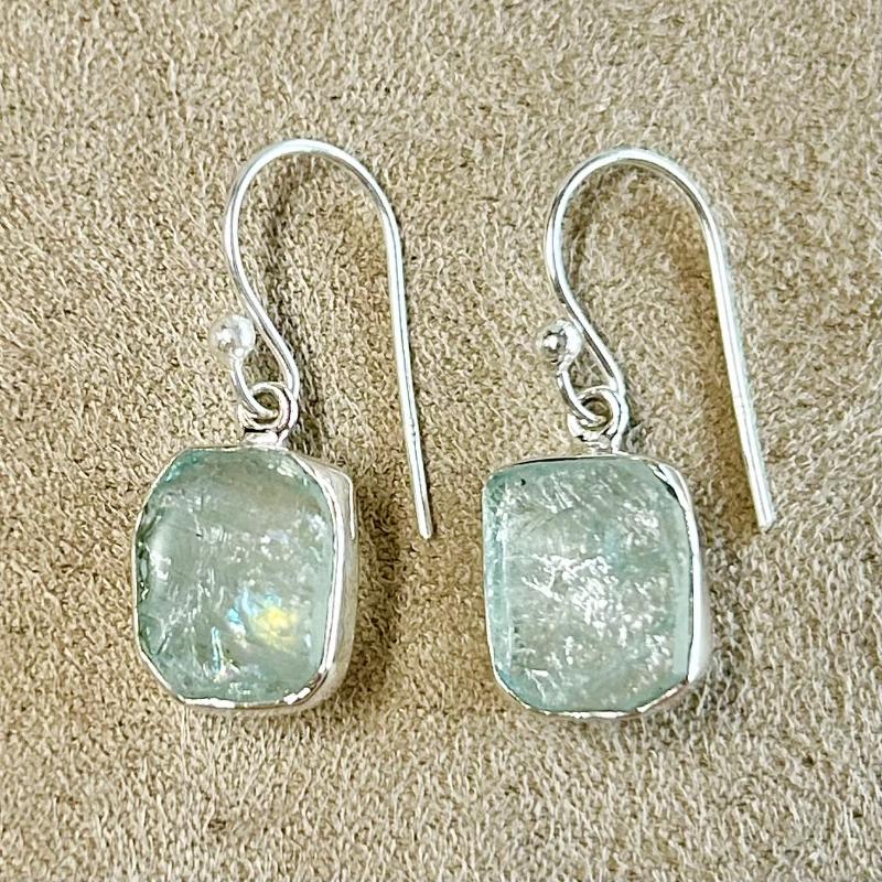 Aquamarine and Sterling Silver Dangle Earrings