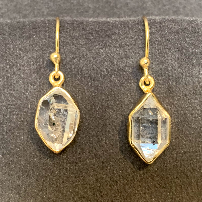 Herkimer "Diamond" and Gold Vermeil Dangle Earrings