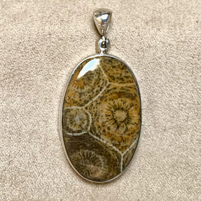 Fossil Coral with Sterling Silver Pendant